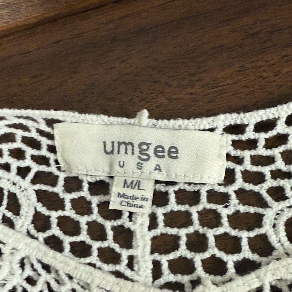 Umgee Crochet Lace Fringe Tunic Top Boho Festival Beach Layering M/L - Picture 5 of 7